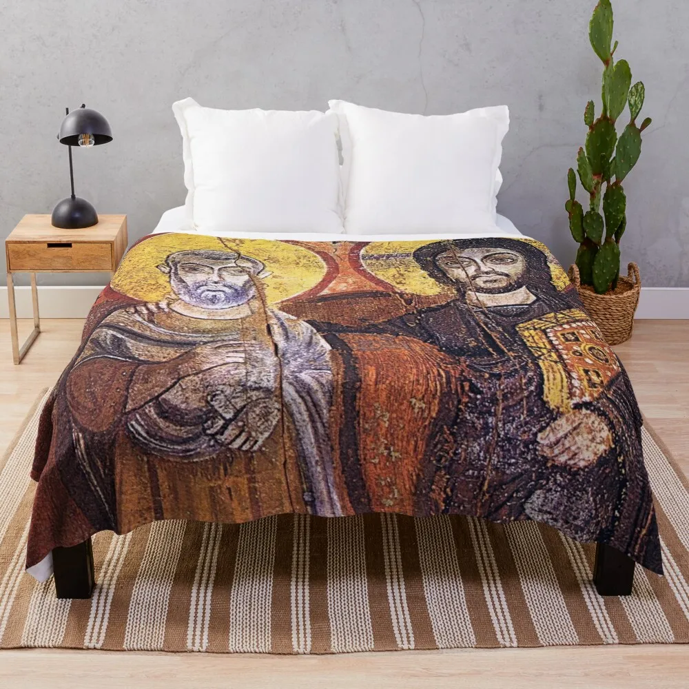

Coptic saints painted on wood Throw Blanket Thin Wadding Blanket Hairy Blankets