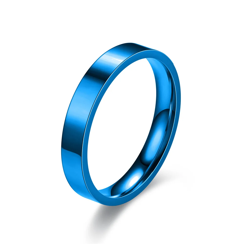 4mm Simplicity Flat Stainless Steel Rings Japanese Korean Fashion Glossy Titanium Steel Finger Rings Youth Boy Girl Jewelry Gift 4