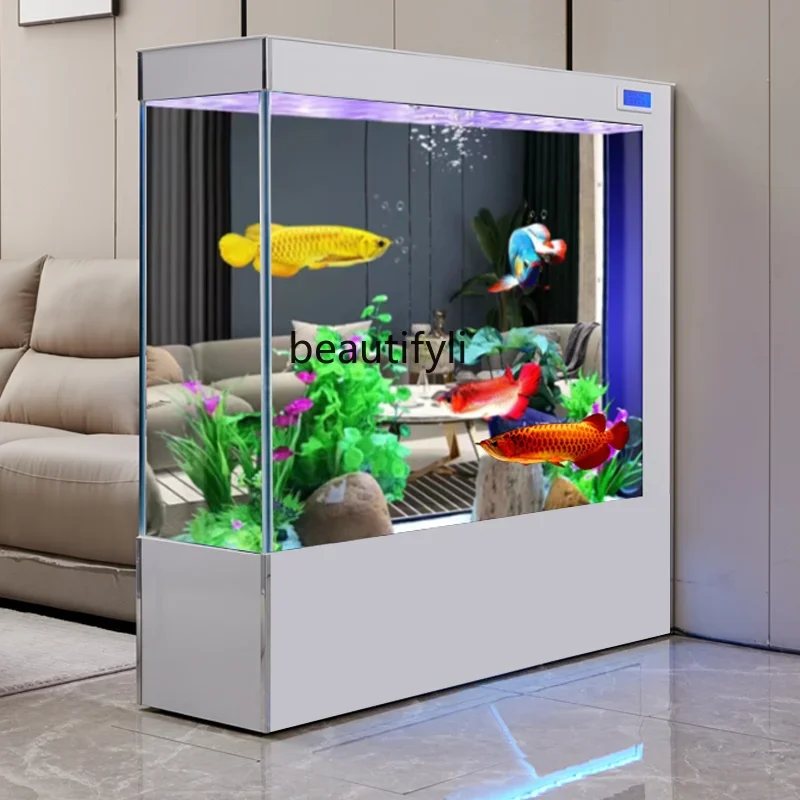 

New Super White Glass Aquarium Home Living Room Screen Change Water Ecological Fish Globe Side Filter