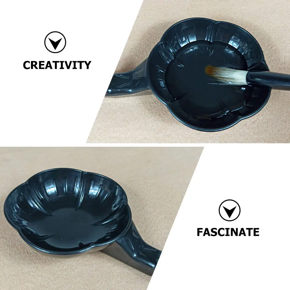 12Pcs 매화 잉크 접시 내마모성 플라스틱 서예 잉크 그릇 브러시 홀더 데스크탑 서예 예술 사용