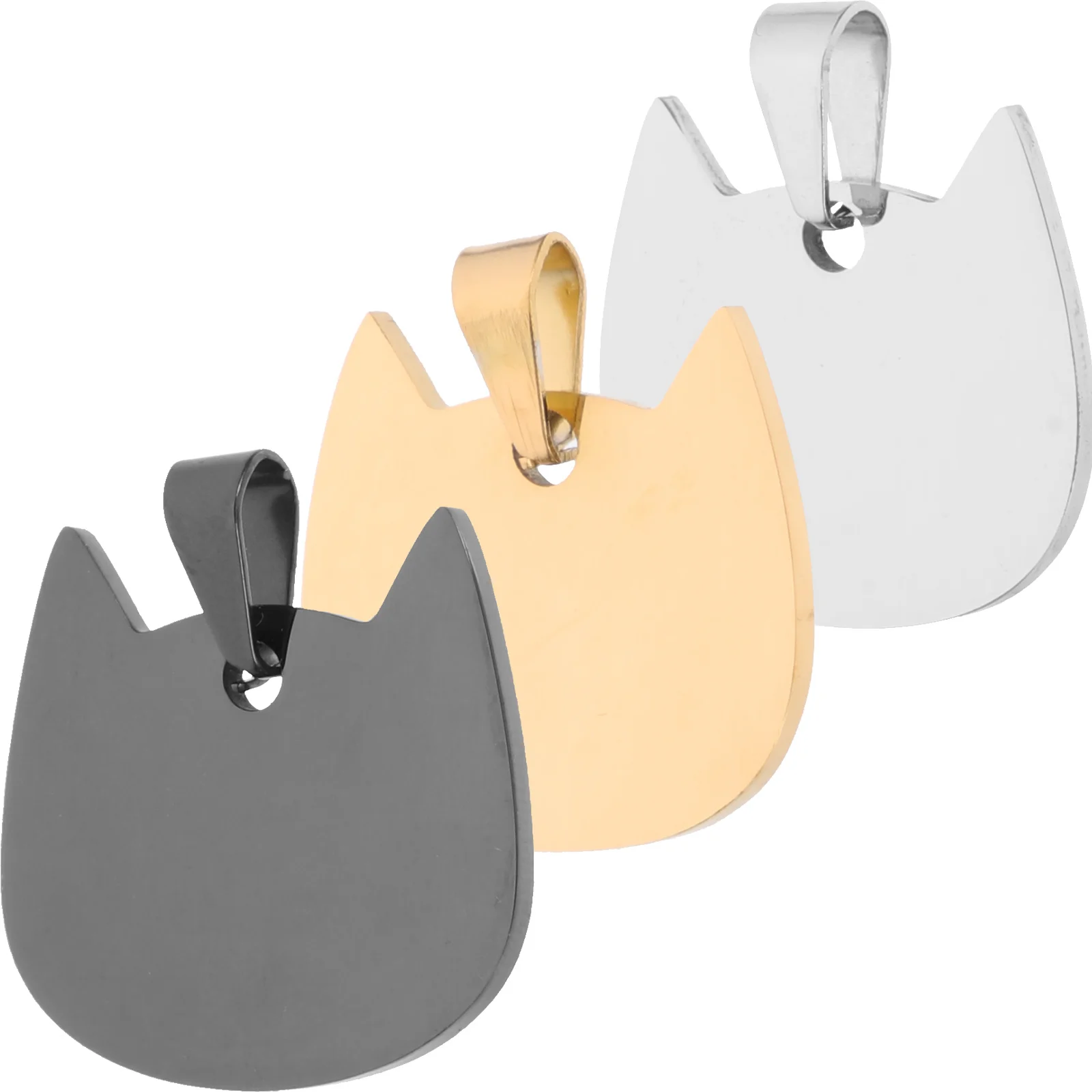 

3Pcs Stainless Steel Pet ID Tags Personalized Dog Tags Cat-shaped Tags Engraved for Pets