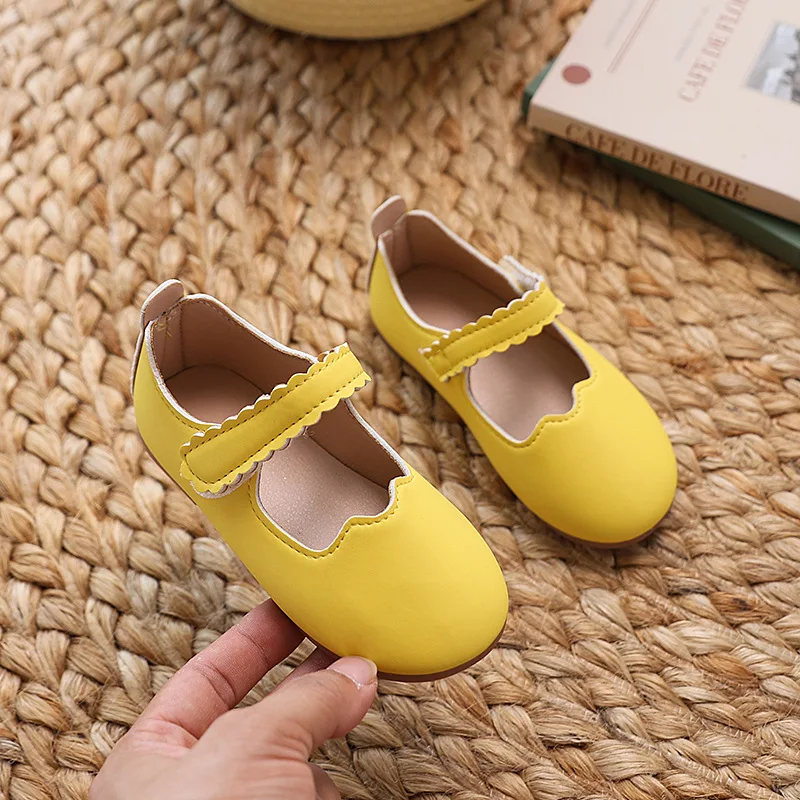 Leather Girls Ballet Shoes for Wedding Party