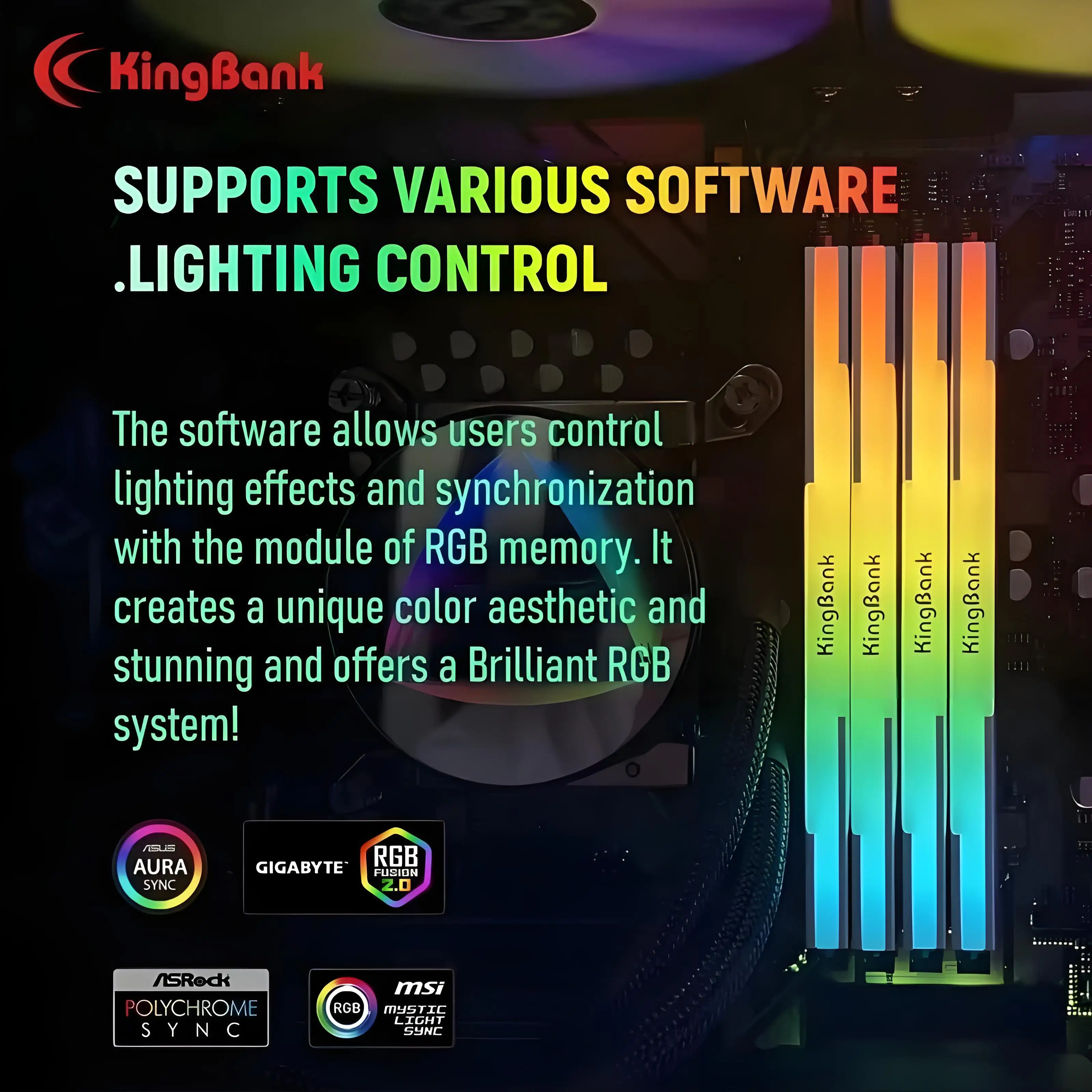 KingBankブランドシリーズ DDR5 RGB RAMメモリ PC 16GB×2 24GB×2 32GB