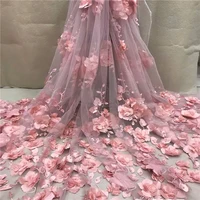 White 3D Beads Lace Fabric 2026 High Quality Mesh Embroidery Applique 3D Flower Tulle Nigerian Lace Fabrics For Bridal LY1355 4