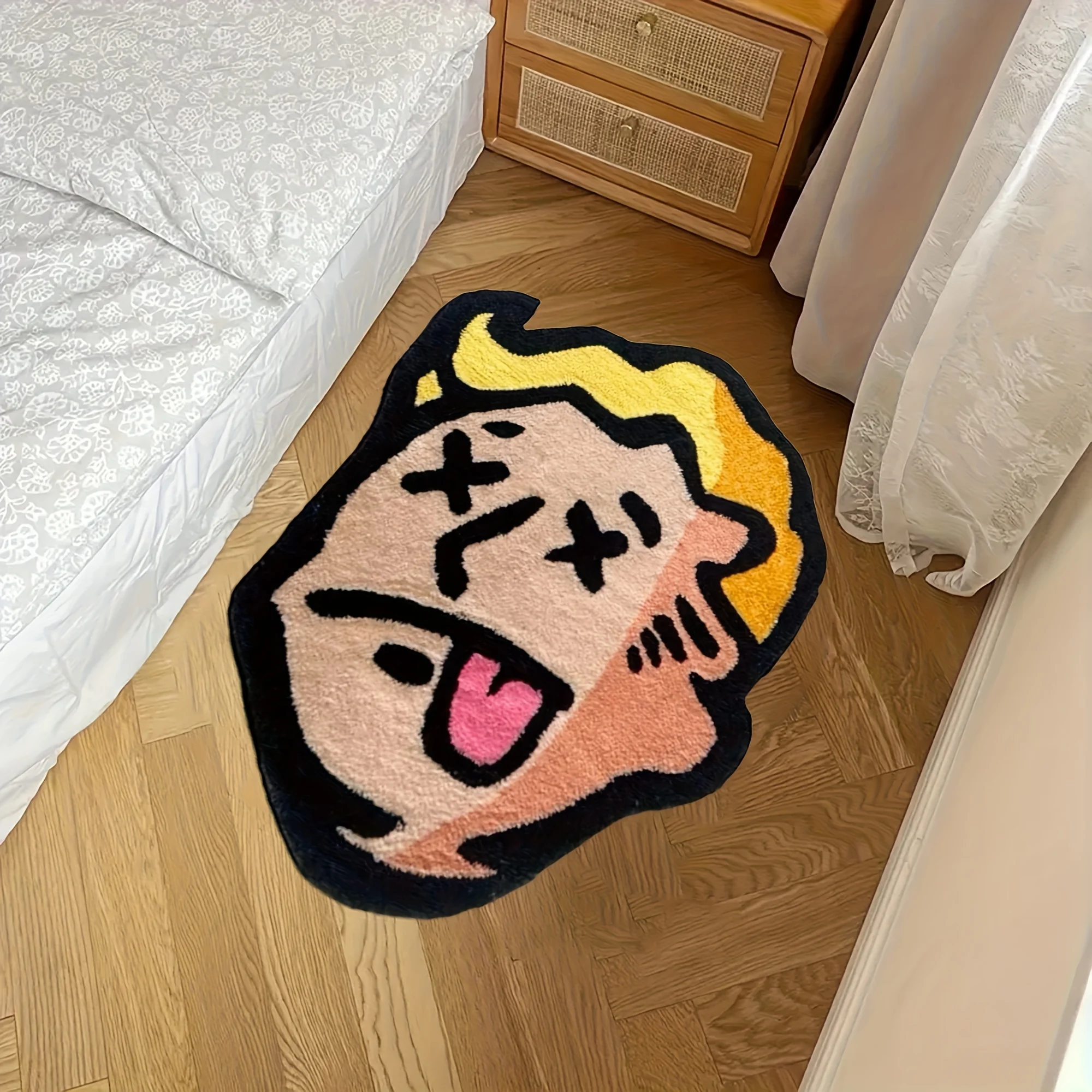 VIKAMA Teppich mit seltsamem Alien-Muster für Wohnzimmer und Schlafzimmer, rutschfeste Bodenmatte, weiche Eingangstürmatte, Heimdekoration – Detail 3