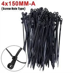 Reusable Screw Hole Nylon Cable Ties with Self - Locking and Fastening Loop - 100 PCS (4x150mm (With Hole))