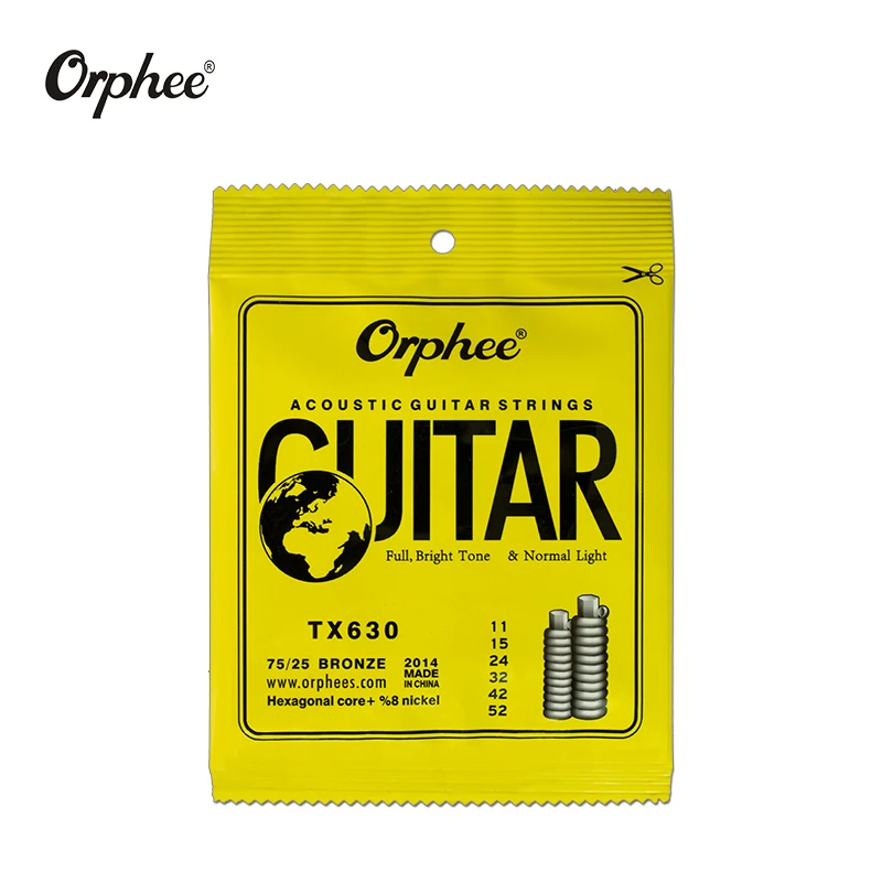 

Orphee TX630 011-052 Acoustic Guitar Strings Hexagonal core+8% nickel Bronze Bright tone Extra light guitar Accessories