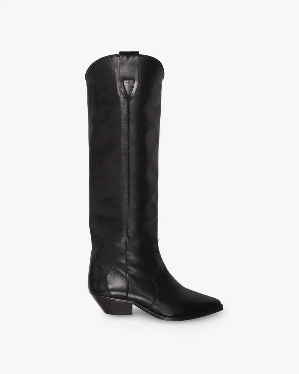 

Denvee Boots Black Calfskin Leather Knee-high Boots