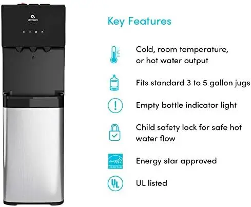 Bottom Loading Water Cooler Water Dispenser with BioGuard- 3 Temperature Settings - Hot, Cold & Room Water, Durable Stain 2