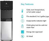 Bottom Loading Water Cooler Water Dispenser with BioGuard- 3 Temperature Settings - Hot, Cold & Room Water, Durable Stain 2