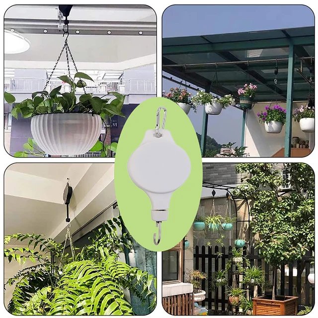 Kerti Kosarak Edények Lógó Horgos Állítható Emelőnövény Szíjtárcsák Behúzható Szíjtárcsa Lehúzható Fogas Növények Virág Horg - Image 3