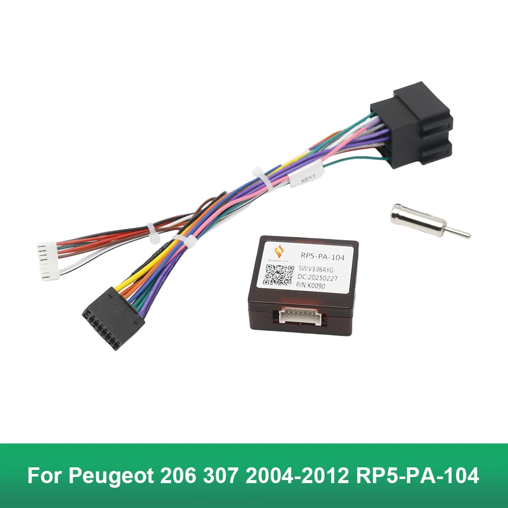 Decoder Android Radio Stromkabel für Peugeot 206 307 2004-2012 Auto Kabelbaum Adapter RP5-PA-104 Canbus Box