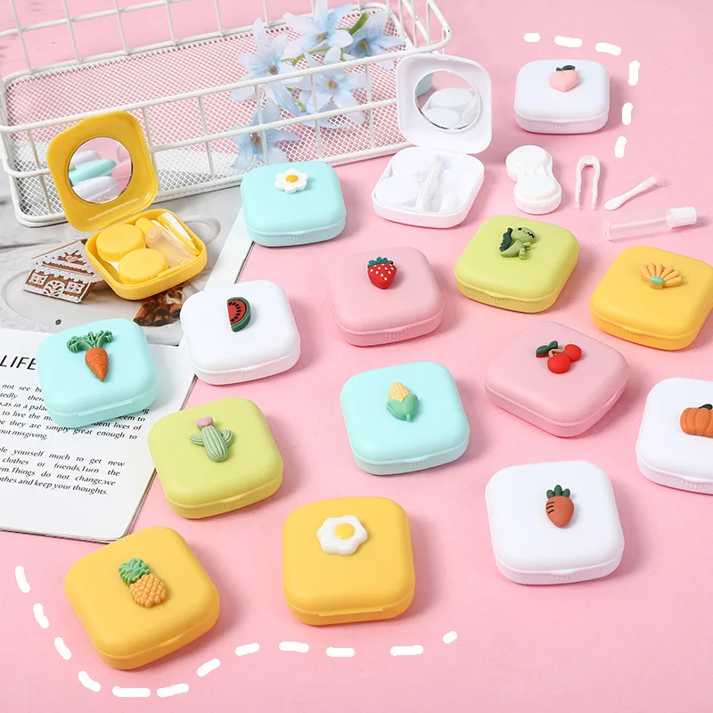 Colors Glasses Contact Lense Case Holder Container Gift Women Cute Fruit Candy Contact Lenses