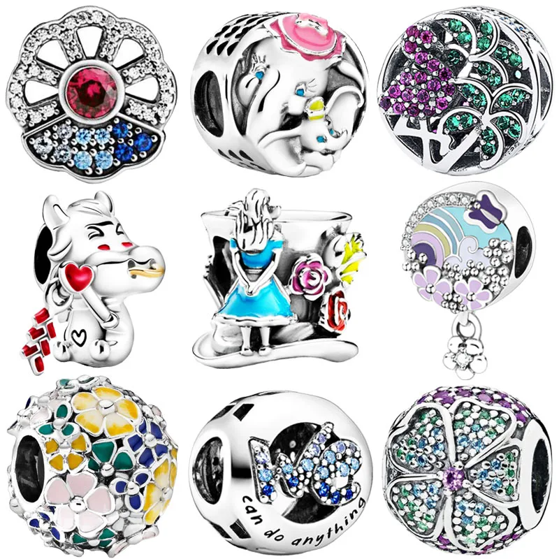 

Beauty Flower S925 Silver Charms Pendant Beads Fit Original Charm Silver Bracelets Snake Chains Bangle Necklace Womens Jewelry