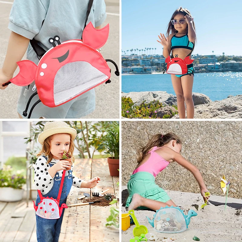 Dinosaur Beach Shell Bag Kids Beach Toys Playing Water Sand Crab Mesh Storage Shell Collecting Bag Beach Party Toys Accessories 5