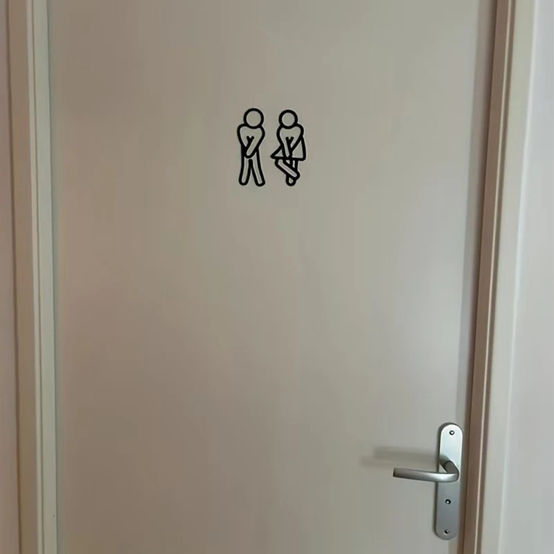 나무 화장실 문 표지판 장식 3D 평면 화장실 문 장식 레스토랑 호텔 카페 화장실 표지판 벽 스티커 걸이형 장식품