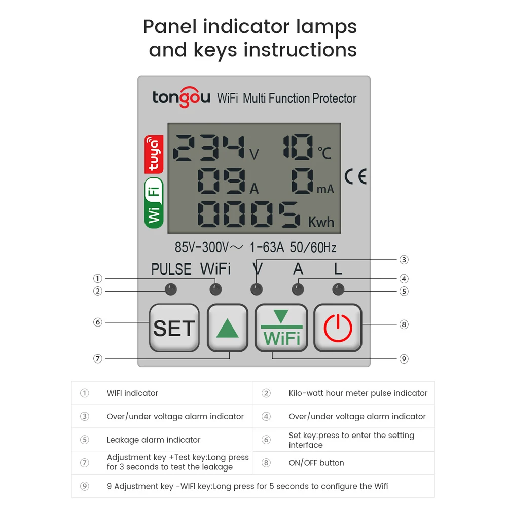 Tuya WiFi Intelligent Energy Meter with Metering Voltage Power Electricity Monit