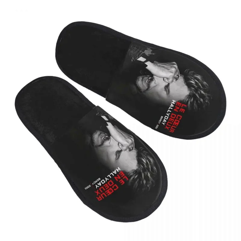 

Johnny Hallyday Cozy Scuff With Memory Foam Slippers Women France Rock Singer Hotel House Shoes