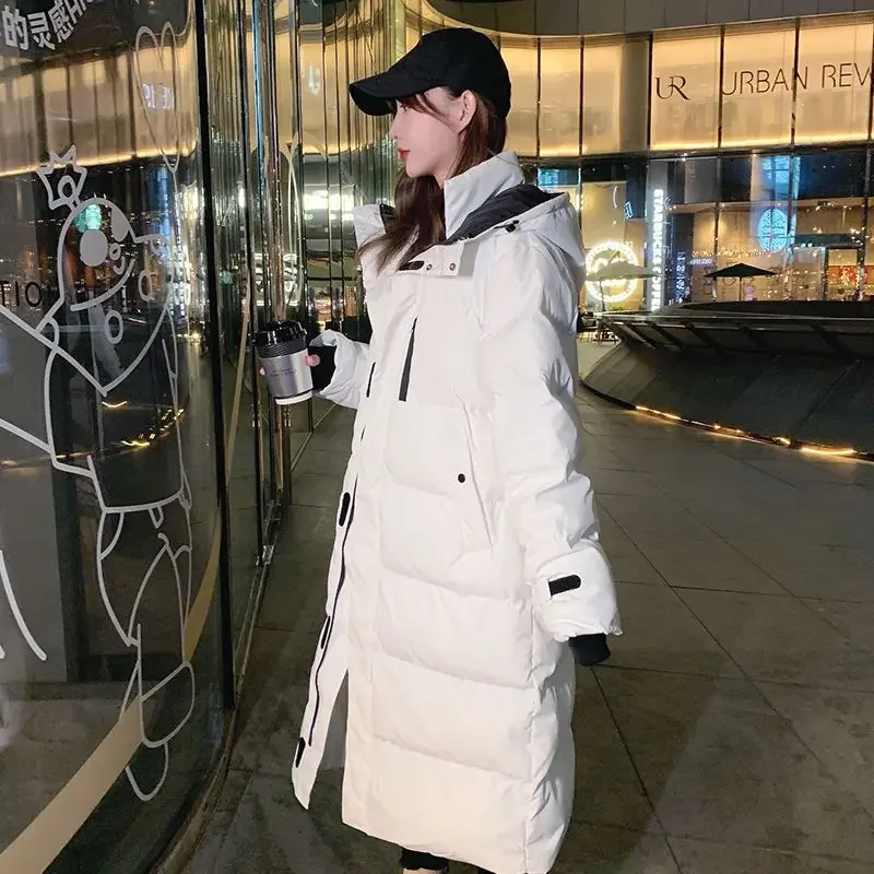 2024 New Women Down Cotton Coat Winter Jacket Female Mid Length Version Parkas Loose Thick Warm Outwear Hooded Fashion Overcoat