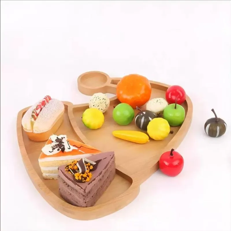 Cute Easter Bunny Wooden Tray Living Room Fruit Serving Cake Dessert Bread Display Plate Kid Complementary Food Cutlery Supplies