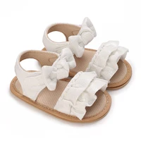 Toddler Crib Shoes Summer Baby Infant Girl Sandals Princess PU Pull Strap Flat Anti-Slip Rubber Sole Light Weight Newborn Girl 2