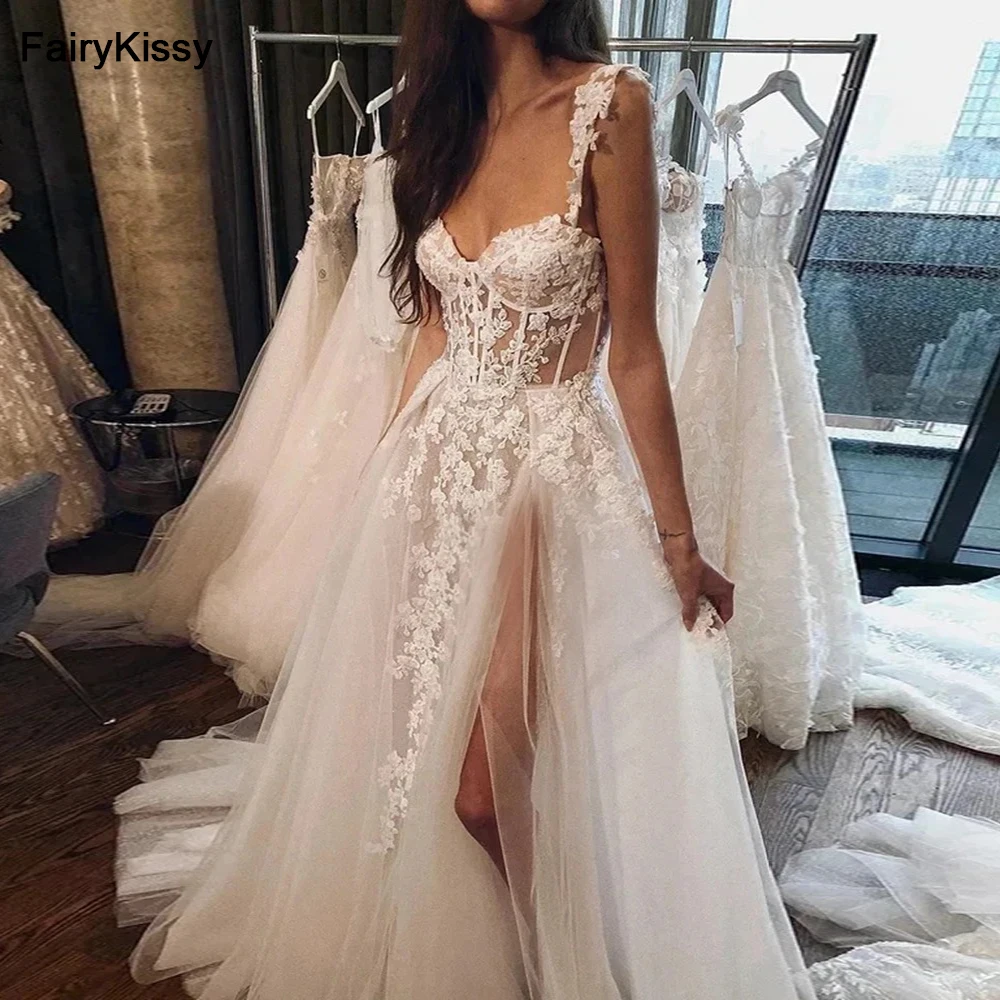 

FairyKissy Vintage A Line Appliques Wedding Dresses Sleeveless Fuffy Tulle Ball Gowns Sweetheart Formal Bride Vestido De Novia