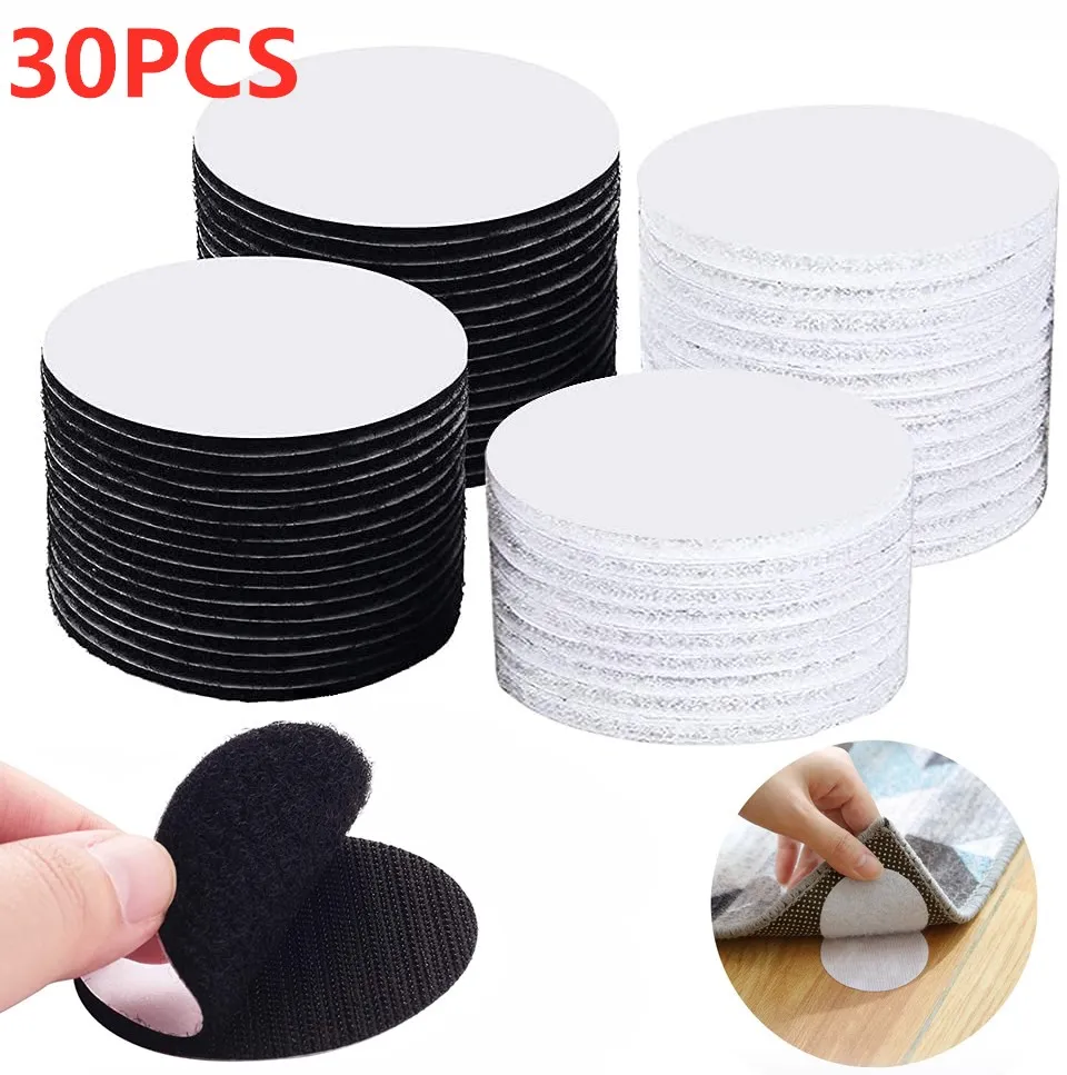 

60mm Strong Self Adhesive Fastener Nylon Hook Dots Stickers Adhesive Tape For Bed Sheet Sofa Mat Carpet Anti Slip Mat