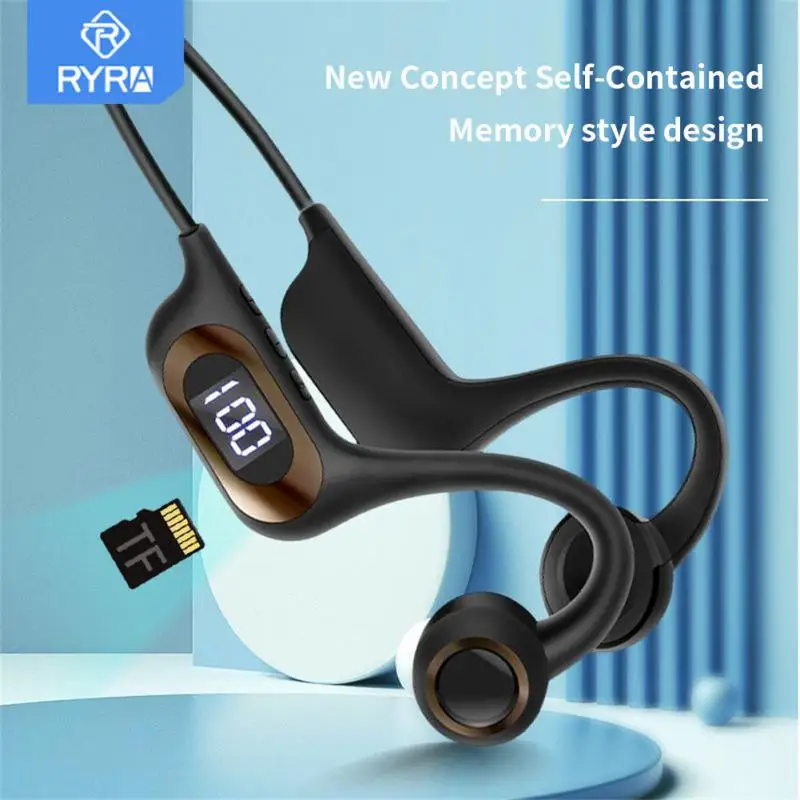 

RYRA Bone Conduction Earphone Sport Running Wireless Bluetooth-compatible Headphone HIFI Bass Headset With Mic Support TFSD Card
