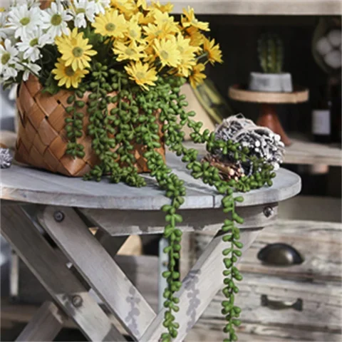 

1 Piece Faux Succulent Hanging Plant Fake Pearl Strings For Wall Home Wedding Garden Decor