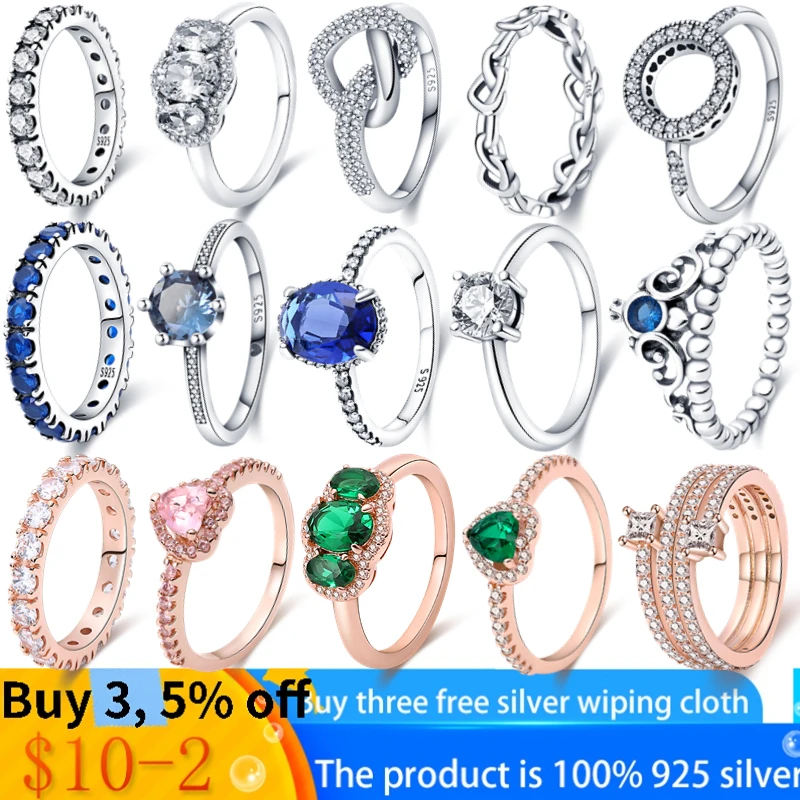 

Hot Selling 925 Silver Stackable Heart Zirconia Wedding Rings Women Engagement Bride Anel Gift Fine Jewelry