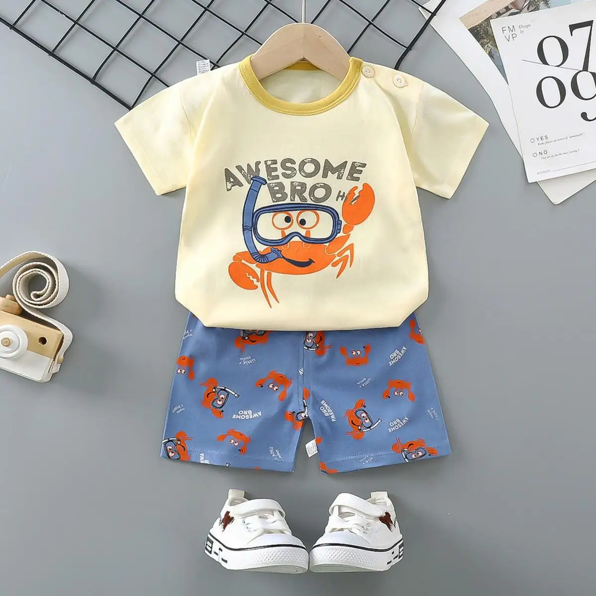 New Summer Children Clothes Suit Fashion Boys Girls Baby Cartoon T-shirt Shorts 2pcs/set Toddler Casual Clothing Kids Tracksuits Baby Clothing Set cheap Baby Clothing Set