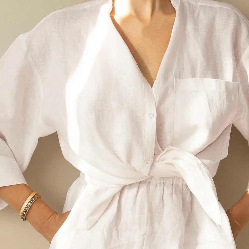 

Sleep Set Half Sleeve Nightwear 2PCS Pajamas Suit Women Linen Loungewear Intimate Lingerie Soft Summer Nightgown Pyjamas