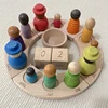 Wooden Perpetual Calendar Peg Dolls Figures Kids Learning Time Toys Open Ended Play Game Year Advent Calendar for Children 4