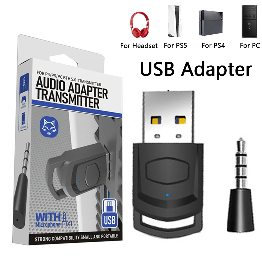 

Transmitter Wireless Game Audio Headphone Adapter Receiver for PS5 for PS4 Game Console PC Headset Bluetooth-compatible Audio