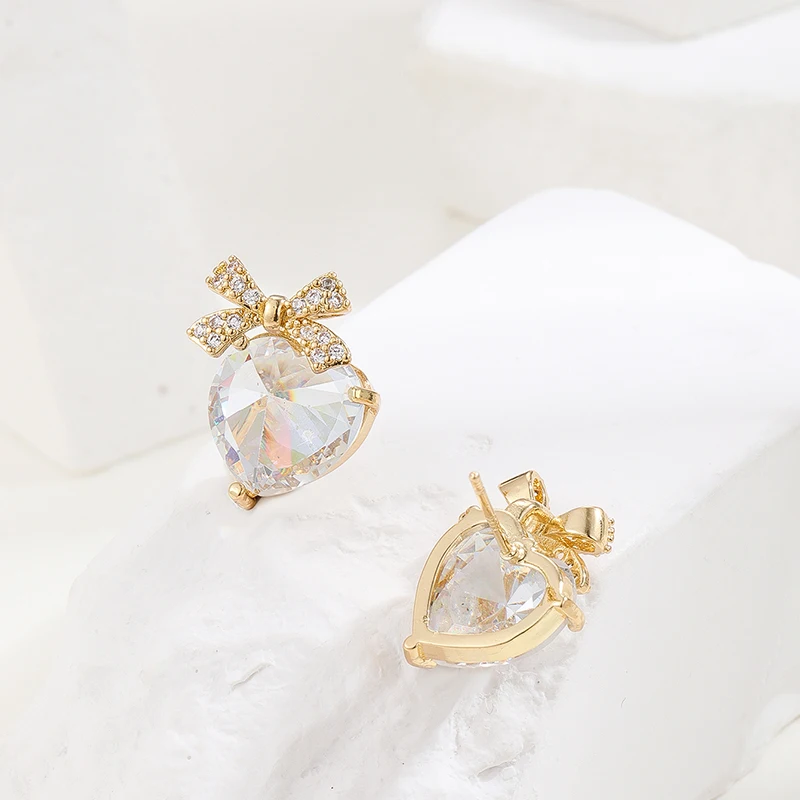 

Милые серьги с бантом золотого цвета 2023, новые ювелирные изделия, модные серьги с хрустальным сердцем для женщин, красивый подарок, новинка 2023