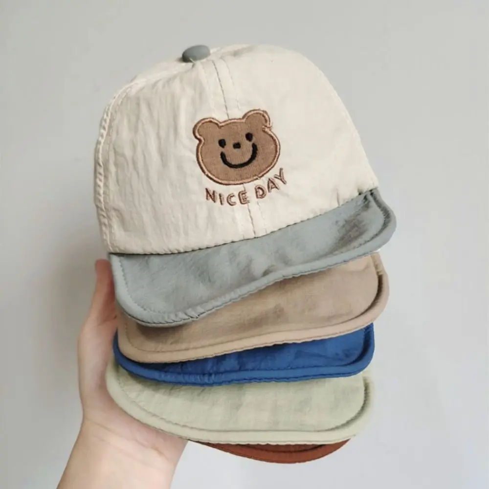 Korean Summer Bear Baseball Cap Quick-drying Soft Baby Peaked Hat Breathable Thin Children Sunscreen Cap Boys Girls