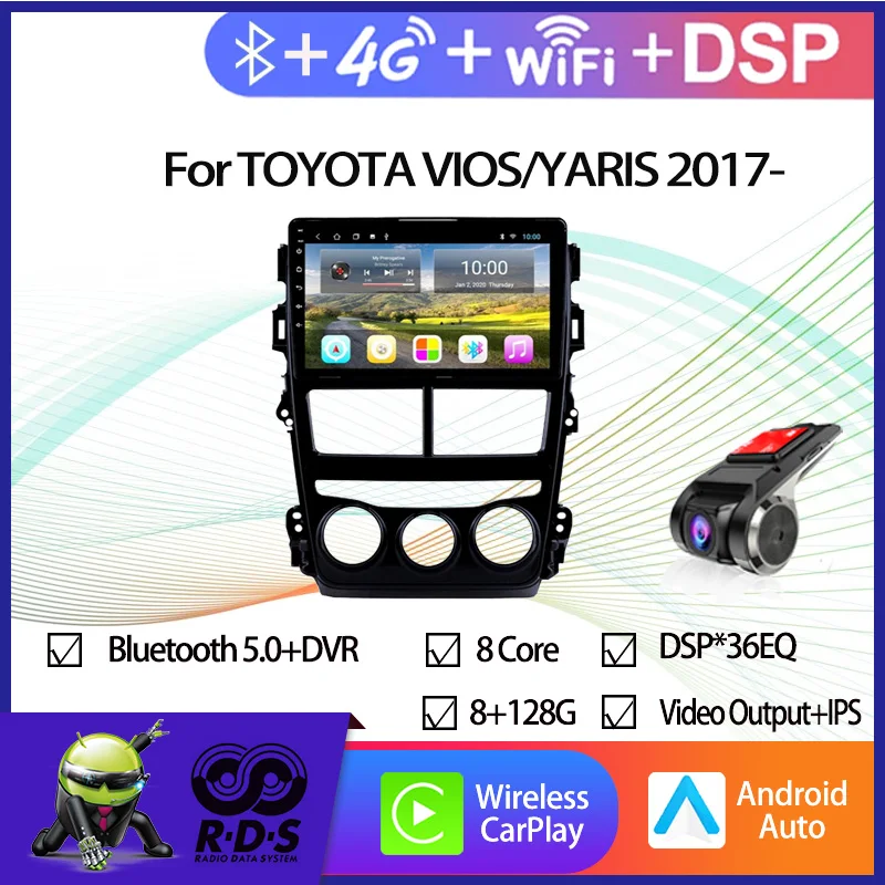 

Автомобильный GPS-навигатор на Android для TOYOTA VIOS/YARIS 2017-ручной A/C автомобильный радиоприемник стерео Мультимедийный Плеер с Wi-Fi 4G DSP CARPLAY