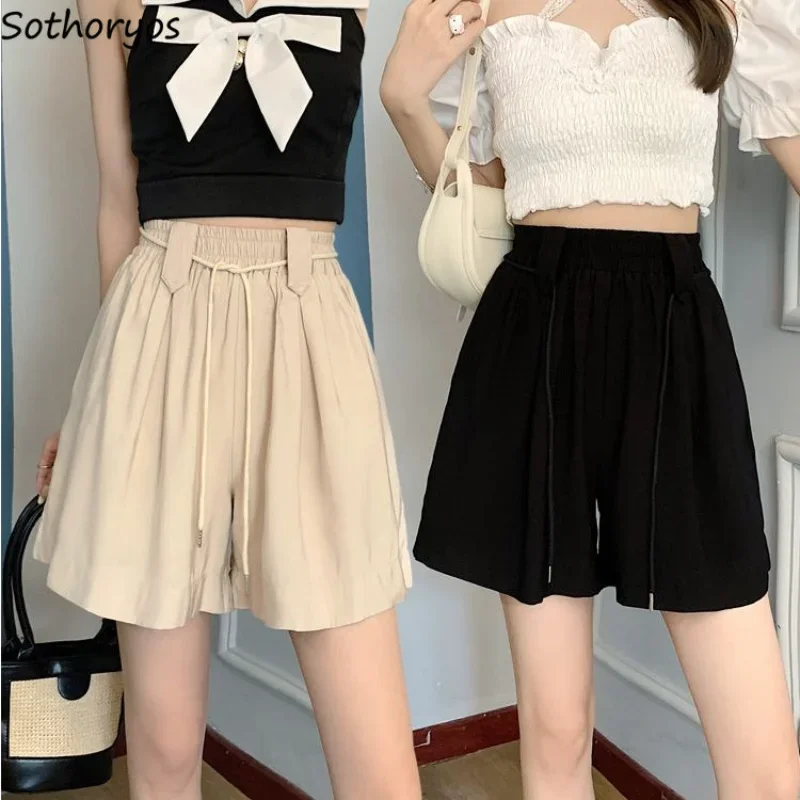 

Shorts Women Summer Holiday Trendy Pure All-match Hot Sale High Waist Feminine Simple Ins Harajuku Student Korean Style Trouser