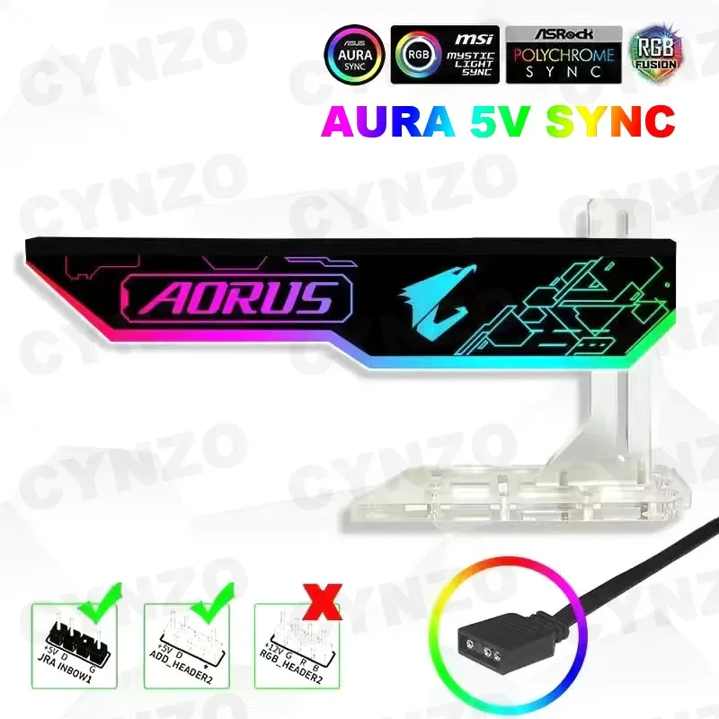Mod Suporte Vga 4090 3090 Placa Gráfica Bracket 5v 3pin Argb Aura Sync 3080 3070 Gpu Suporte Customzable Gamer Decoração do Armário - Imagem 4