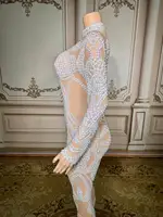 Sexy Skinny Sequins Mirrors Jumpsuit DanceWear Transparent Leggings Stretch CostumeOutfit Performance Outfit CO04 - Image 6