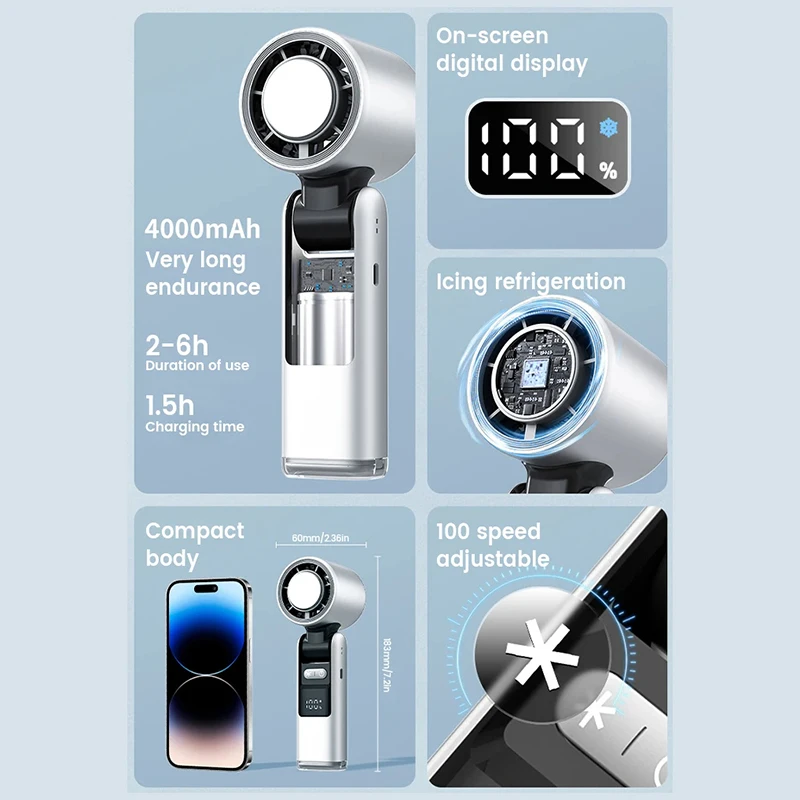 Portable USB Digital Display High Speed Turbo Fan