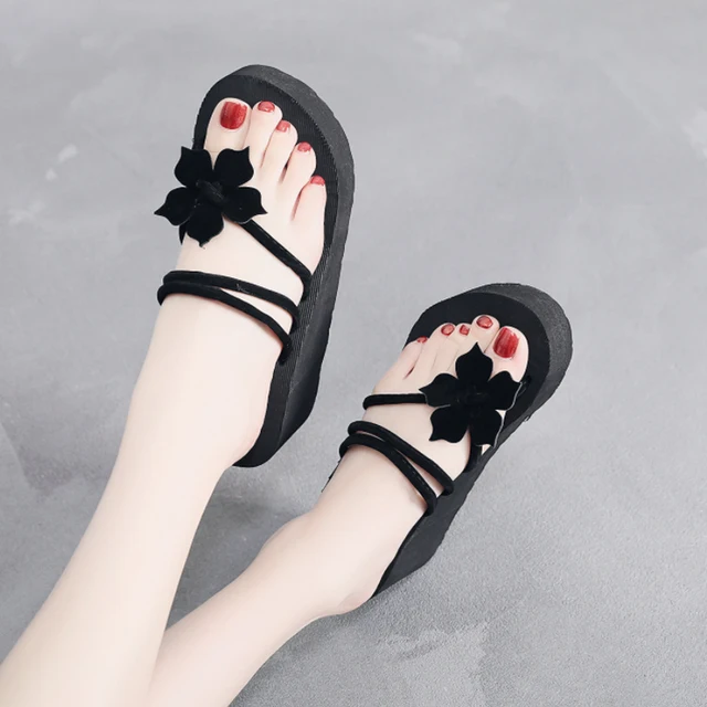 Casual High Heels Flip Flops Women Slippers Fashion Wedges Shoes for Women Summer Comfortable Solid Color Platform Sandals 5