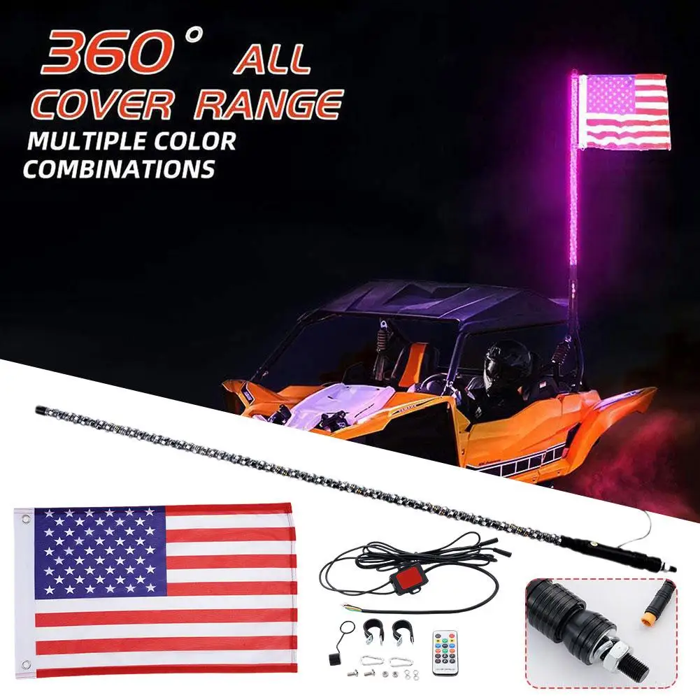 

RGB Car Decoration Off-Road Motorcycle Ambient Light Spriral With Navigation ATV Antenna Whip Flagpole Flag UTV Lights LED Y3R1