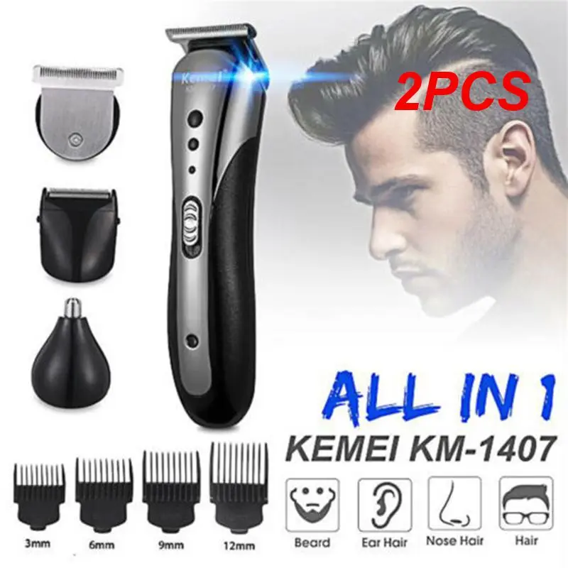 

2PCS in 1 Rechargeable Shaver Hair Trimmer Electric Hair/Nose Hair Clipper Men Professional Beard Razor Haircut Cutting Machine