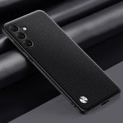 Luxury PU Leather Matte Silicone Phone Case - Premium Protection Back Cover - Samsung A06 4G (Matte Black)
