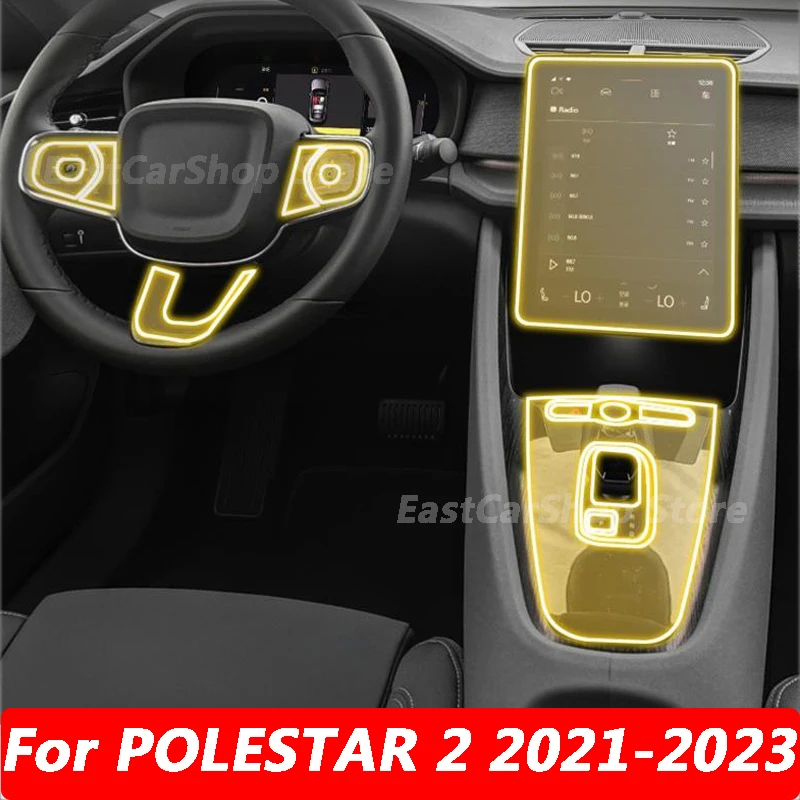 

For POLESTAR 2 2021 2022 2023 Car TPU Central Control Shift Navigation Screen Steering Wheel Interior Film Accessories