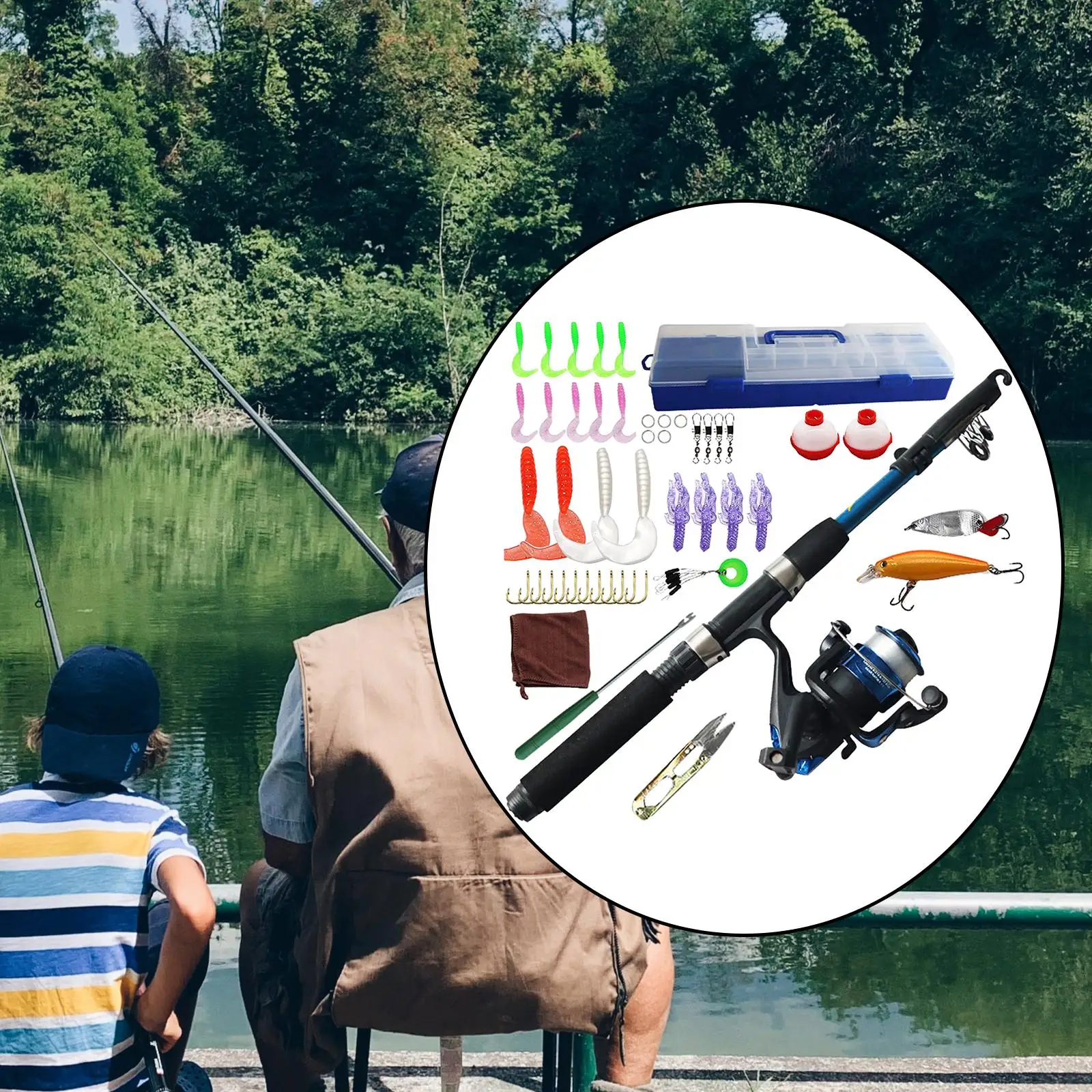 Kids Fishing Pole Portable Fishing Equipment for Children Beginners Travel