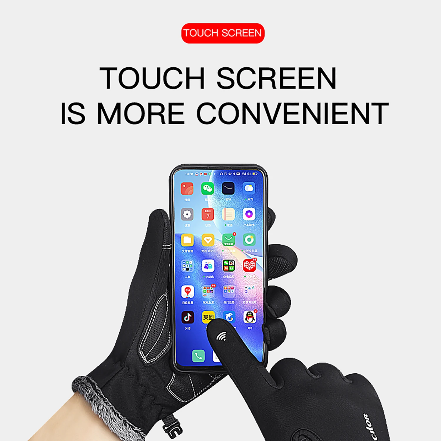 Touch Screen Cycling Gloves Winter Autumn Men High Quality Male Thicken Warm Men Cashmere Solid Gloves Mitten Business Gloves