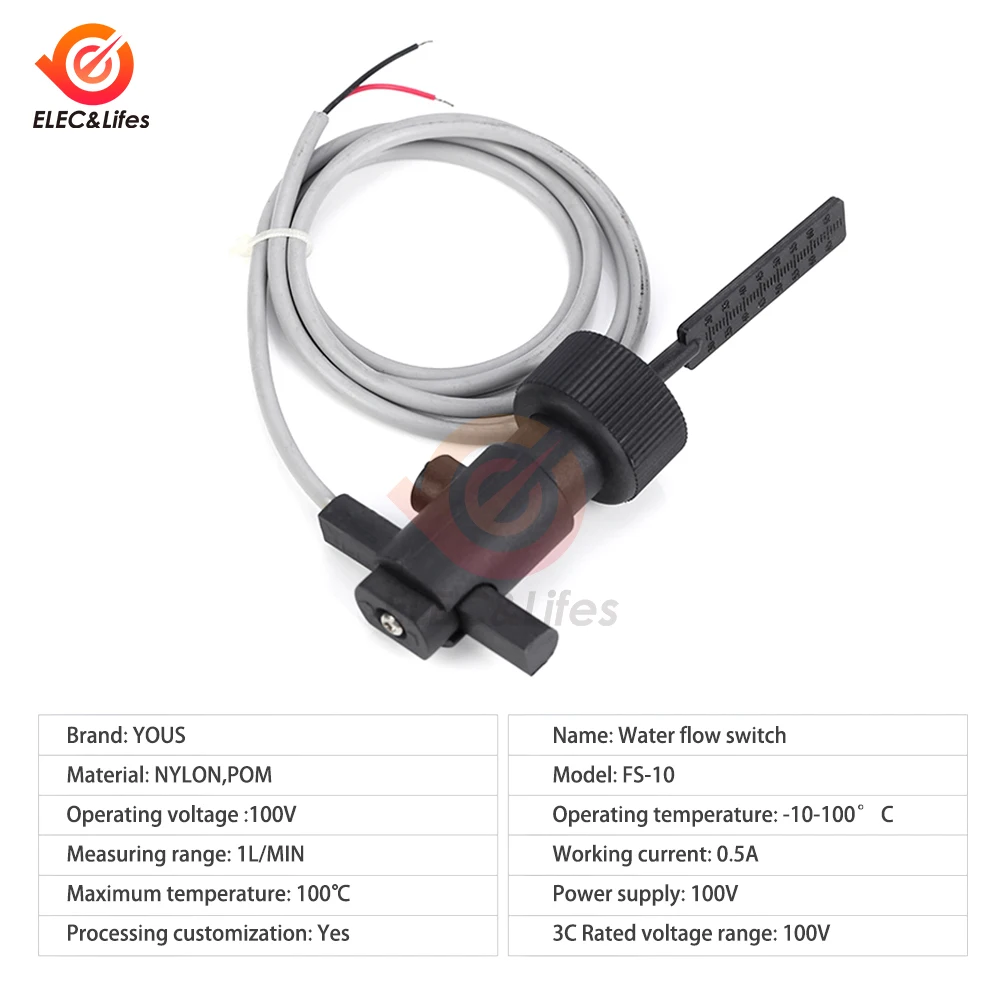 100V FS-10 Water Level Control Float Level Switch Water Flow Switch Sensor 1L/MIN for Meter Gas Meter Heater water level switch liquid level sensor water flow sensor