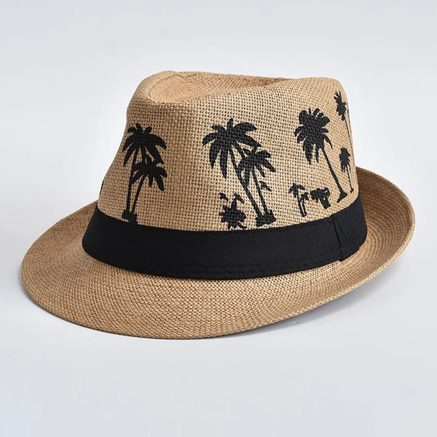 

Summer Breathable Short Brim Straw Hat For Men Outdoor Travel Beach Sun Hat Panama Trilby Jazz Hats